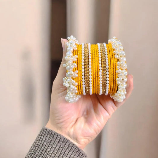 18 Pcs Metal Modern Design Gold Plated Crystal Kara Bangle Set