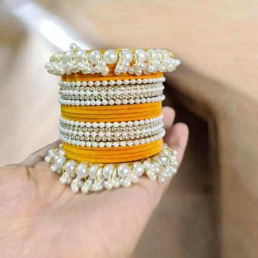 18 Pcs Metal Modern Design Gold Plated Crystal Kara Bangle Set